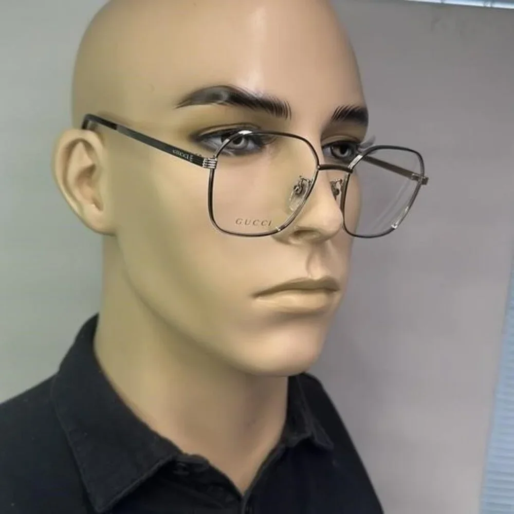Gucci GG0946OA Square Metal Eyeglasses – Full Rim Frame for Men